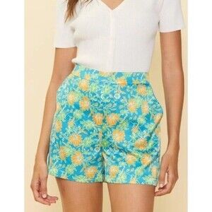 Skies Are Blue Aquatic Floral Print Shorts Size Small